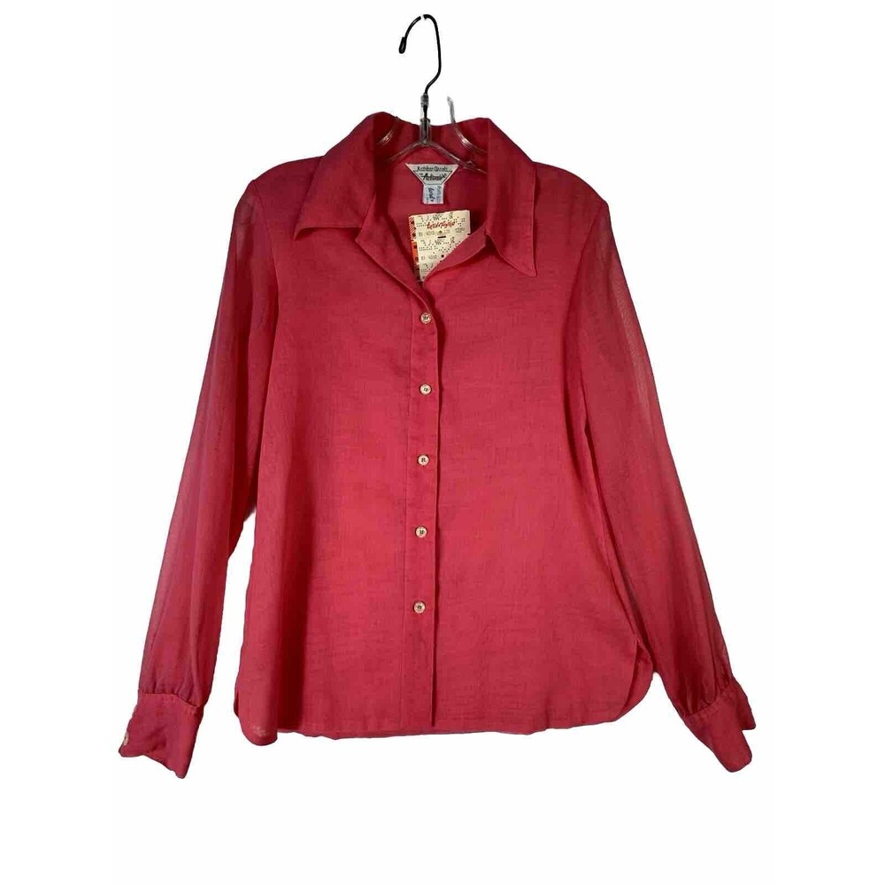 Vtg Kathleen‎ Arnold Pink Blouse Top Shirt Size 12 Classic Disco Seventies 70’s